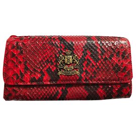Jacques Fath Python Wallet Red and Black Red