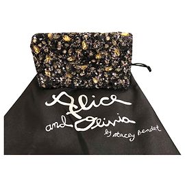 Pochette Alice + Olivia Nera e Grigio Scuro con Paillettes Nero Grigio antracite