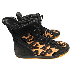 Tênis Louis Vuitton Leopardo de Pele e Lã Estampa de leopardo