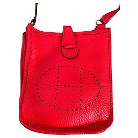Sac Hermès Evelyne TPM en cuir Clemence rouge Rouge