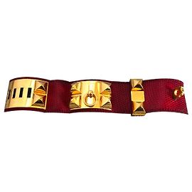 Hermès Collier de Chien Armband rote Eidechsenhaut Rot