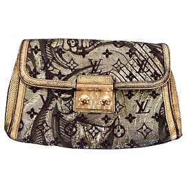 Louis Vuitton Thalia Beutel Brokat Seide Python Gold Golden Metallisch