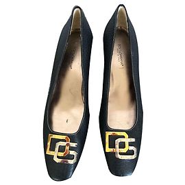 Dolce & Gabbana Black Grained Leather Ballerinas Black