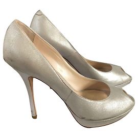 Dior Miss DIOR Pumps silber Leder 40 Grau Metallisch