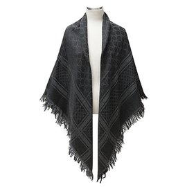 Gucci-gucci, new gray and black wool and silk stole-Grey