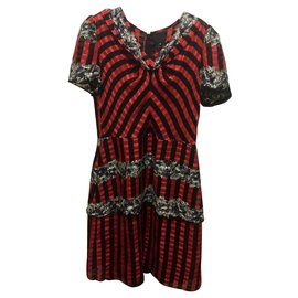 Anna Sui-Vestido raro de la vendimia-Negro,Roja