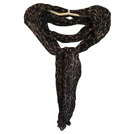 MAJE algodão estampado / cachecol com estampa de leopardo Preto Caqui Castanho claro