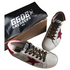 Golden Goose Superstar Blanc Bordeaux Imprimé léopard