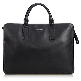 Alexander Mcqueen Black Leather Heroic Briefcase Nero