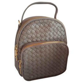 Autre Marque-Leather backpack mini-Grey