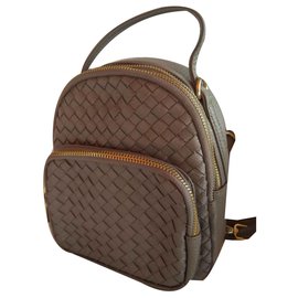 Autre Marque-Leather backpack mini-Grey