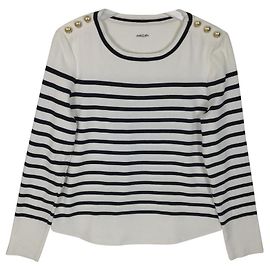 Marc Cain Marinière Pull Tricot rayures M Blanc