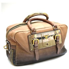 Bolsa Bowler Prada Smoke Ombre Glace de couro bege Bege