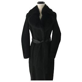 Reiss Minelli Shearling Coat Black