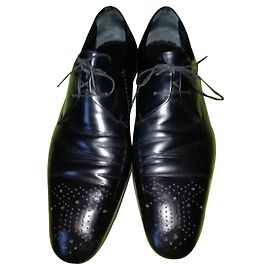 Louis Vuitton Black Leather Lace Ups Size 7 UK Black