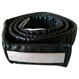 Gucci-GUCCI Stretch Leather Belt-Black
