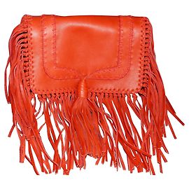 Ba&Sh Bahia Ledertasche rot mit Fransen Rot