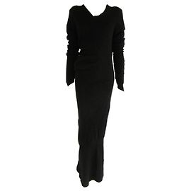 Comme des Garcons Wolle bodenlanges Kleid Schwarz