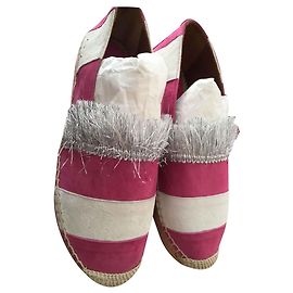 L'F Shoes Espadrilles de luxe en cuir Rose
