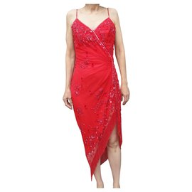 Autre Marque-Bellville Sassoon Lorcan Mullany Beaded Embellished Dress-Red