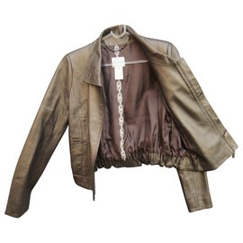 Céline-Celine Jacket de pele de carneiro com forro de seda nova condição-Bronze