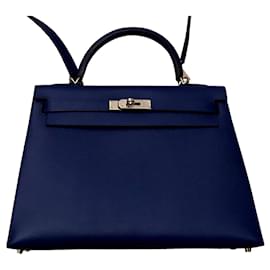 Hermès-Kelly hermès saddler 32 cm-Azul