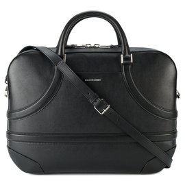 Alexander Mcqueen-Alexander Mcqueen Black Leather Harness Briefcase-Black