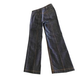 Louis Vuitton-Jeans de cintura alta-Azul