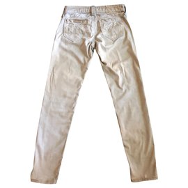 Fornarina-Jeans Fornarina bege cinza com strass de cintura baixa T.27 (36-38)-Cinza