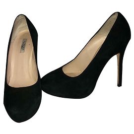 All Saints Black Suede High Heels Black