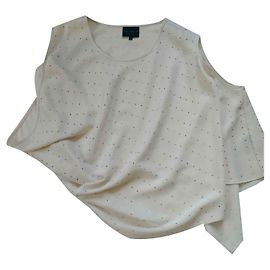 Hôtel Particulier Asymmetrical Flared Crepe Top Cream Cream