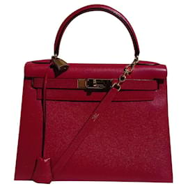 Hermès-Borsa Kelly Sellier Hermes Red Gold Hdw-Rosso