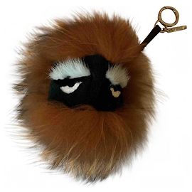Fendi Bug Bag Charm Brown Mink Fur Brown