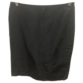 Alexander Mcqueen-Black silk pencil skirt-Black