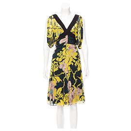 Vestido Diane von Furstenberg Lulea de seda amarillo multicolor Negro Verde Amarillo