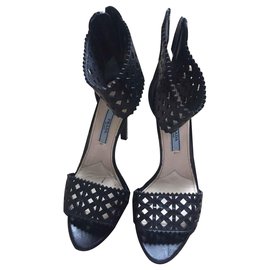 Prada Leather Sandals Black Black