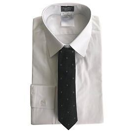 CHANEL TWO SHIRTS MEN LONG SLEEVES SIZE 40 & SA TIE . NEW ARTICLES White