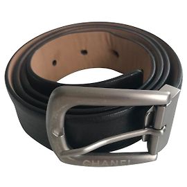 CHANEL GÜRTEL SCHWARZ MÄNNER KALB LEDER GRÖSSE 95 Schwarz