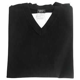 CHANEL PULL HOMME COL V EN JERSEY TAILLE SMALL / ARTICLE NEUF Bleu Marine
