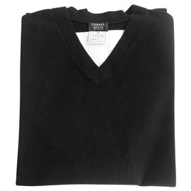 Chanel-CHANEL PULL HOMME COL V EN JERSEY TAILLE SMALL / ARTICLE NEUF-Bleu Marine