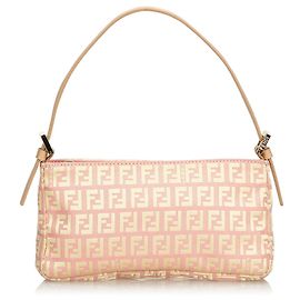 Fendi Baguette Jacquard Zucchino Rose Marron Rose Beige
