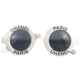 Óculos de colecionador Chanel Paris 1990's Preto Branco