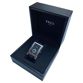 Fred Men's Automatic Watch Black Exotic Leather Black