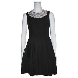 Autre Marque Needle & Thread Schwarzes Kleid mit Spitze Schwarz Weiß