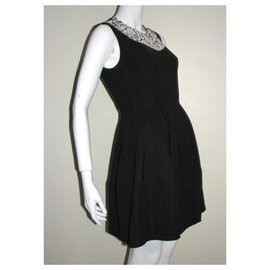 Autre Marque-Needle & Thread Schwarzes Kleid mit Spitze-Schwarz,Weiß