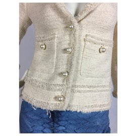 Zara-Giacca in tweed color crema-Crudo
