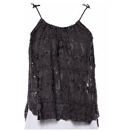 Top Isabel Marant Etoile de algodón negro con bordado gris Negro