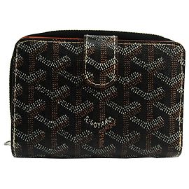 Goyard Black Goyardine Tuileries Wallet Brown Black