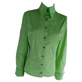 Versace-Camisa do Medusa do Couture das calças de brim de Versace-Verde