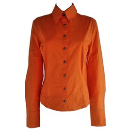 Versace-Camicia Versace Jeans Couture Medusa-Arancione